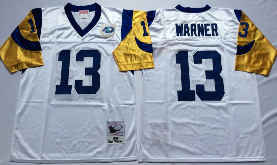 Men NFL Los Angeles Rams 13 Warner white Mitchell Ness jerseys